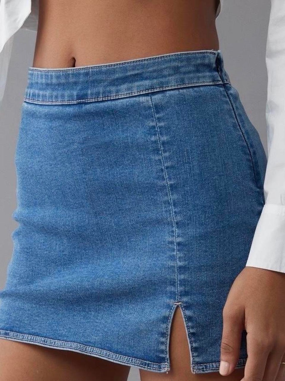 American Eagle Denim Mini Skirt with Front Notch